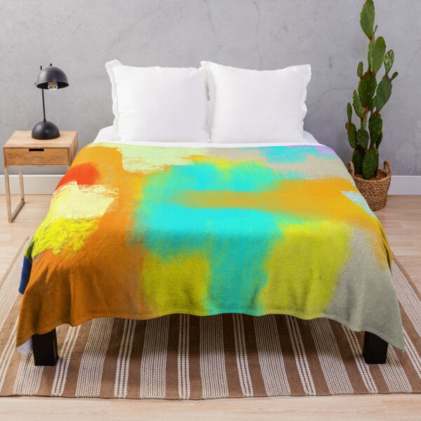 DIGITEXTURE Colorful textured abstract painting Throw Blanket