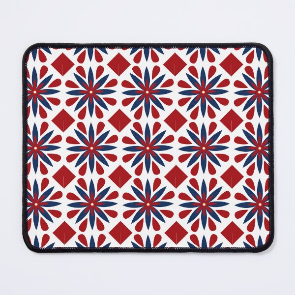 Item preview, Red Blue Geometric Floral Pattern designed and sold by Nisha Prabhu.