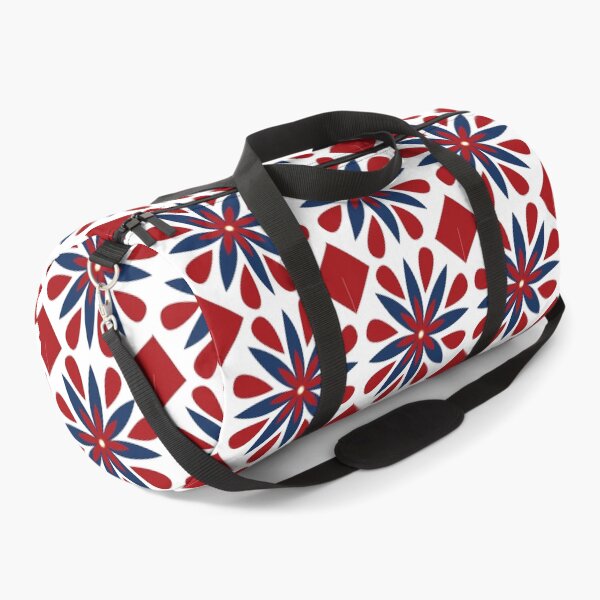 Item preview, Red Blue Geometric Floral Pattern designed and sold by Nisha Prabhu.