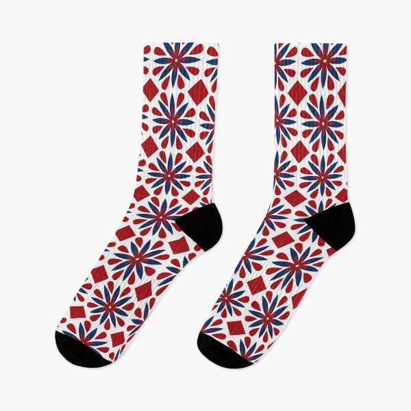 Item preview, Red Blue Geometric Floral Pattern designed and sold by Nisha Prabhu.