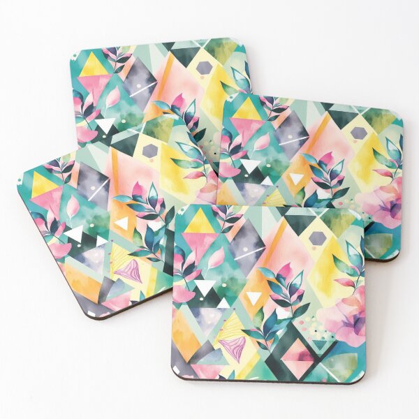 Item preview, Abstract Watercolor Geometric and Floral Surface Art designed and sold by LotusBlanc.