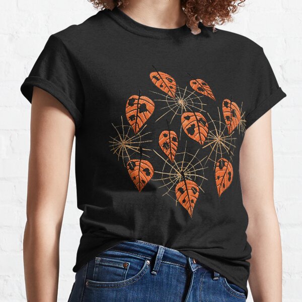 Orange Leaves With Holes And Spiderwebs Classic T-Shirt