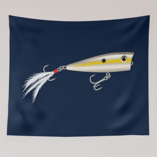 Item preview, Popper Topwater Fishing Lure - Pearl Yellow Stripe Shad Pattern Sticker designed and sold by BlueSkyTheory.