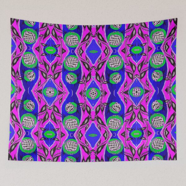 Item preview, Retro Iznik Style Pink and Blue Pattern designed and sold by MarjanShop.