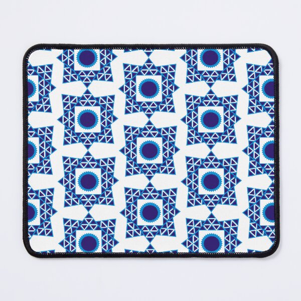 Item preview, Blue White Geometric Triangle Circle Mandala Pattern designed and sold by Nisha Prabhu.