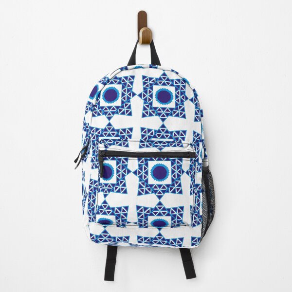 Item preview, Blue White Geometric Triangle Circle Mandala Pattern designed and sold by Nisha Prabhu.