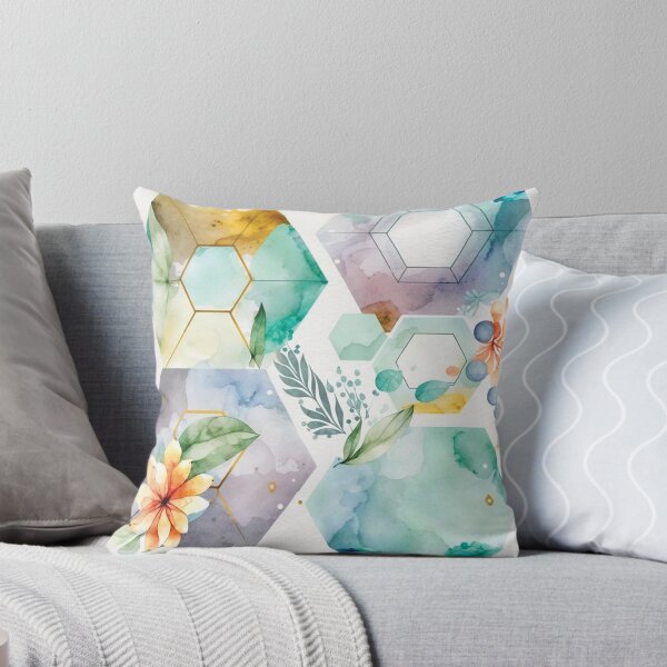 Item preview, Abstract Background. Watercolor Hexagonal and Floral Surface Art. designed and sold by LotusBlanc.