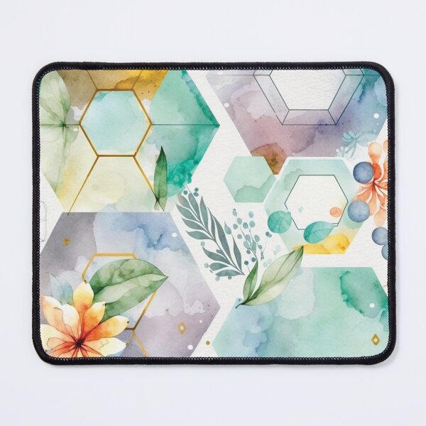 Item preview, Abstract Background. Watercolor Hexagonal and Floral Surface Art. designed and sold by LotusBlanc.
