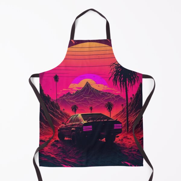Item preview, 80s Stylized Car Parked Before Synthwave Sun  designed and sold by Nightarcade.
