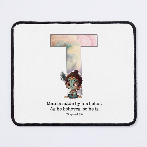 Item preview, Letter T Lord Shri Krishna Quote designed and sold by SattvaCentric.