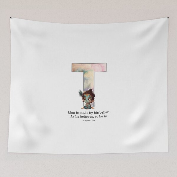 Item preview, Letter T Lord Shri Krishna Quote designed and sold by SattvaCentric.