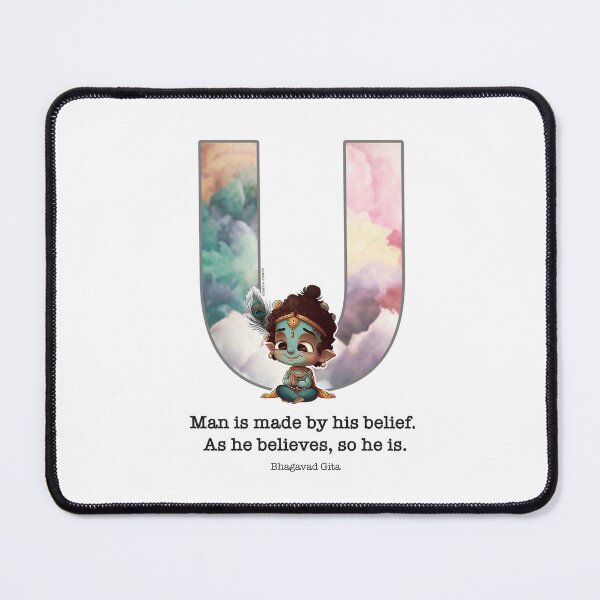Item preview, Letter U Lord Shri Krishna Quote designed and sold by SattvaCentric.