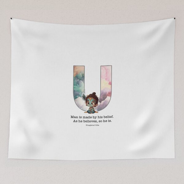 Item preview, Letter U Lord Shri Krishna Quote designed and sold by SattvaCentric.