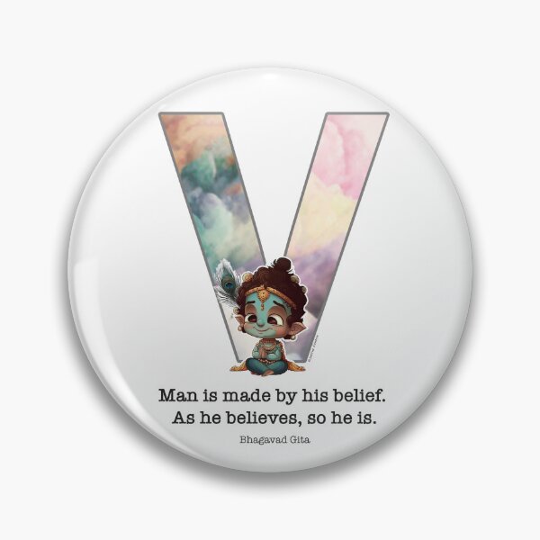 Item preview, Letter V Lord Shri Krishna Quote designed and sold by SattvaCentric.