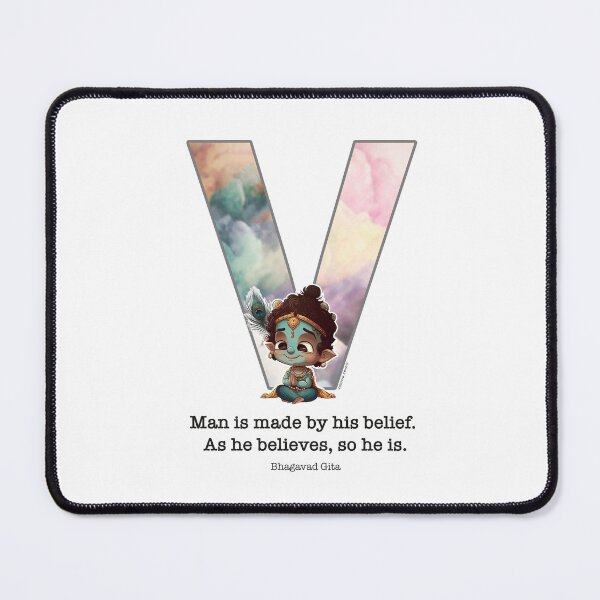 Item preview, Letter V Lord Shri Krishna Quote designed and sold by SattvaCentric.