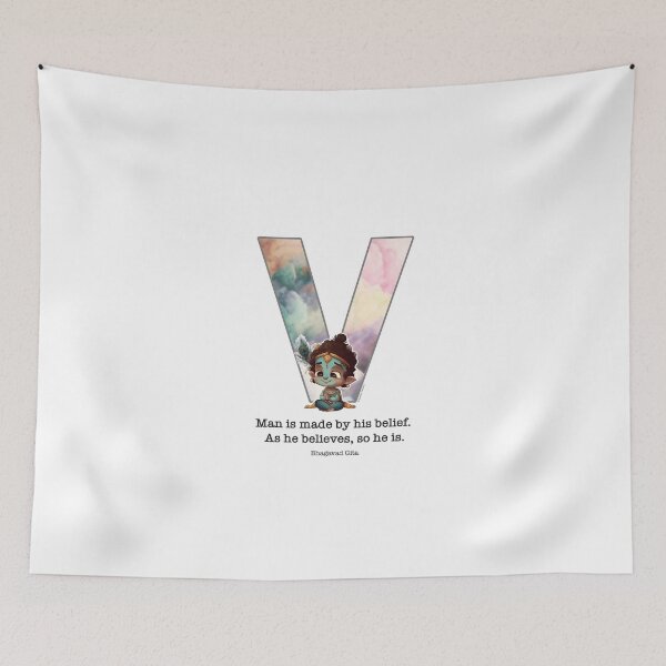 Item preview, Letter V Lord Shri Krishna Quote designed and sold by SattvaCentric.