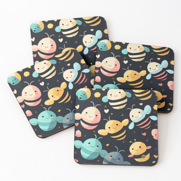 Item preview, Cute pattern of colorful working bees designed and sold by CutePatternsRB.