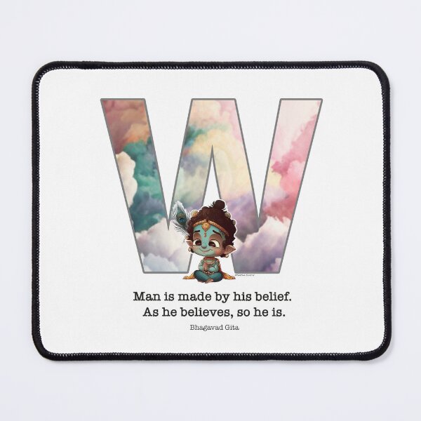 Item preview, Letter W Lord Shri Krishna Quote designed and sold by SattvaCentric.