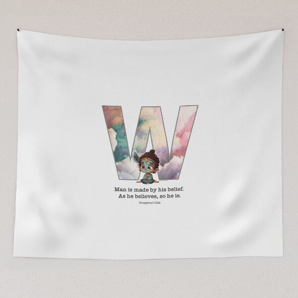 Item preview, Letter W Lord Shri Krishna Quote designed and sold by SattvaCentric.