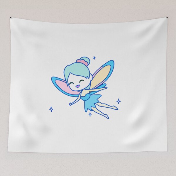Item preview, Happy Fairy with Blue Hair and Blue Wings designed and sold by HanaiPrint.