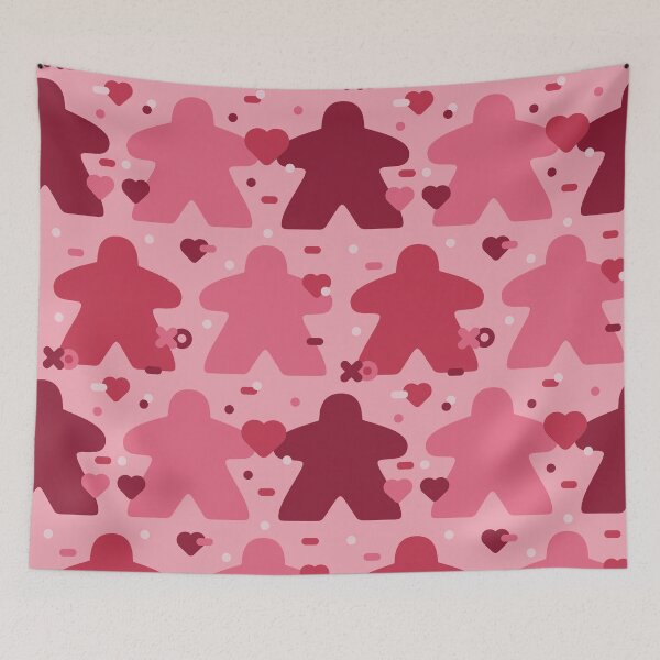 Item preview, Pink and Red Heart Board Game Meeple Love Valentine Pattern designed and sold by BeamGeeks.
