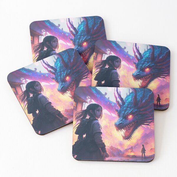 Item preview, girl and dragon like game of thrones television serie - fire and smoke designed and sold by Art Store Stickers.
