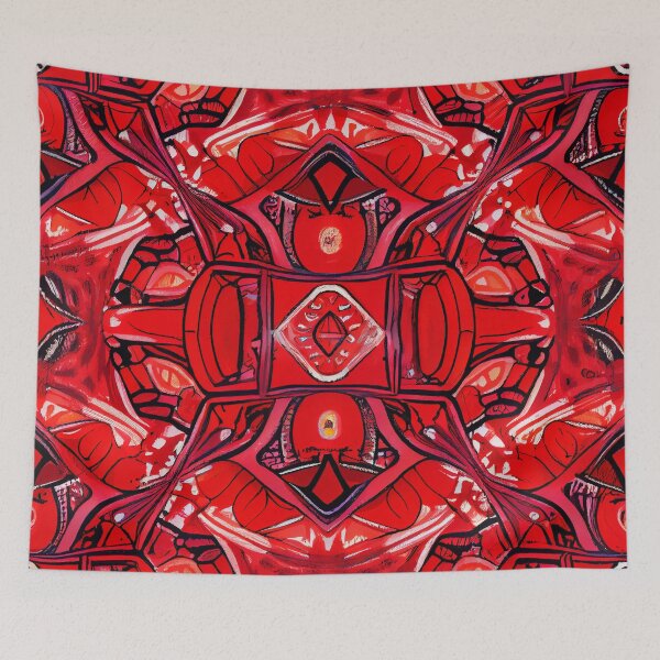 Aperçu de l'œuvre Vibrant Drawn Red Eclectic Pattern Digital Painting créée et vendue par CodeAndColors.