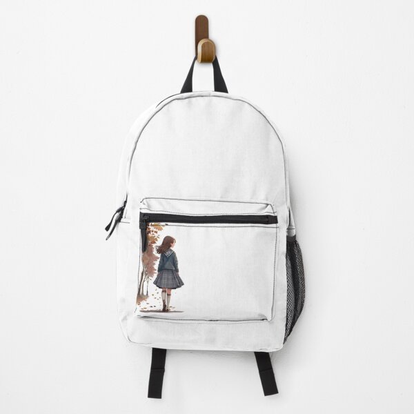Item preview, School Girl Walking in Autumn - Maple Trees - Anime Cartoon Art - Gilmore designed and sold by Fenay Designs.