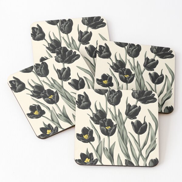 Item preview, Black tulips pattern,vintage botanicals designed and sold by Edith Leyster.