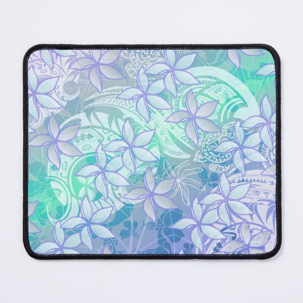 Item preview, Teal Polynesian Tribal Plumeria Print designed and sold by sunnthreads.