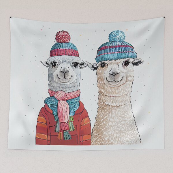 Item preview, Cute Alpaca Friends in Winter Pom Pom Hats designed and sold by newnomads-art.