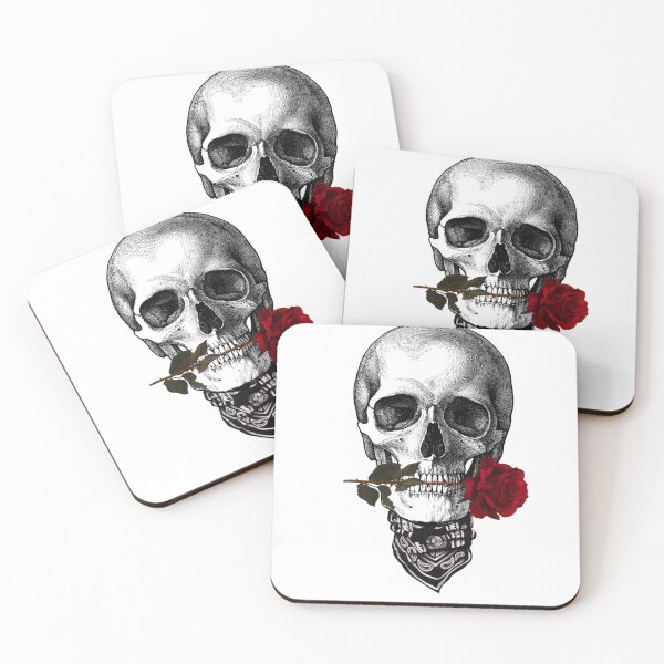 Item preview, Skull with a red rose design  designed and sold by fattim3.