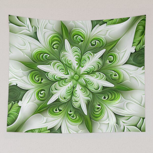 Item preview, Green White Natural Pattern Digital Painting designed and sold by CodeAndColors.