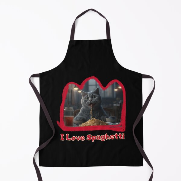 Item preview, Funny Grey Cat Eating Spaghetti Art designed and sold by Cute-Jory-Store.