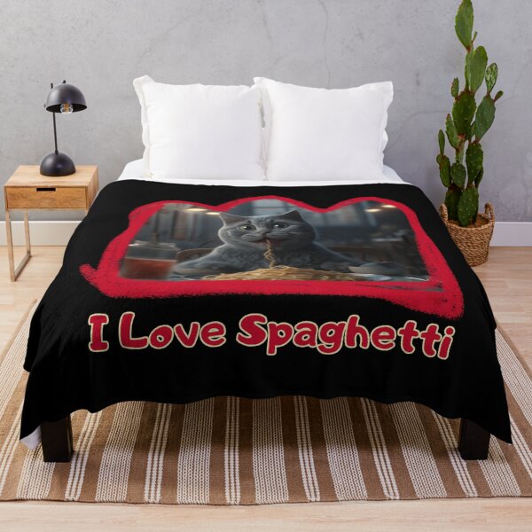Item preview, Funny Grey Cat Eating Spaghetti Art designed and sold by Cute-Jory-Store.