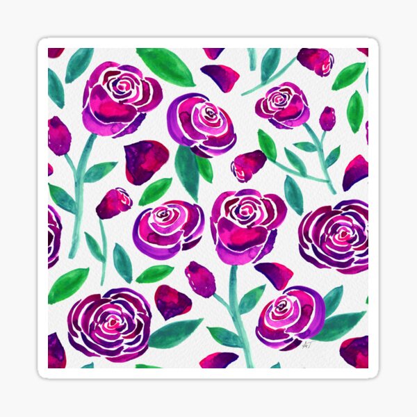 Watercolor Rose Pattern - Galaxy Sticker