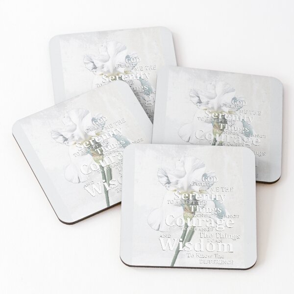 Item preview, White Iris Floral Serenity Prayer Art designed and sold by Sharon Cummings Art.