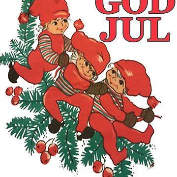Retro Vintage God Jul Tomte Nisse Gnomes Scandinavian