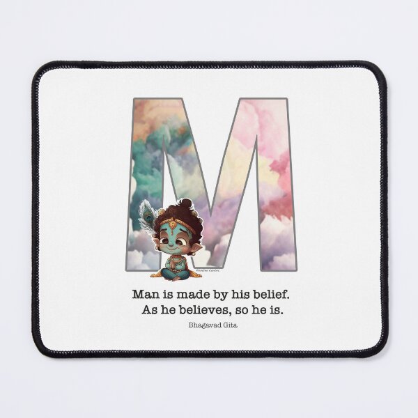 Item preview, Letter M Lord Shri Krishna Quote designed and sold by SattvaCentric.