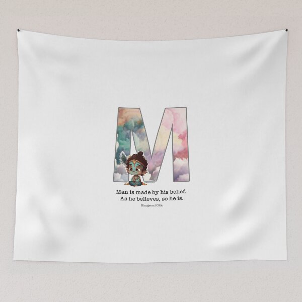 Item preview, Letter M Lord Shri Krishna Quote designed and sold by SattvaCentric.