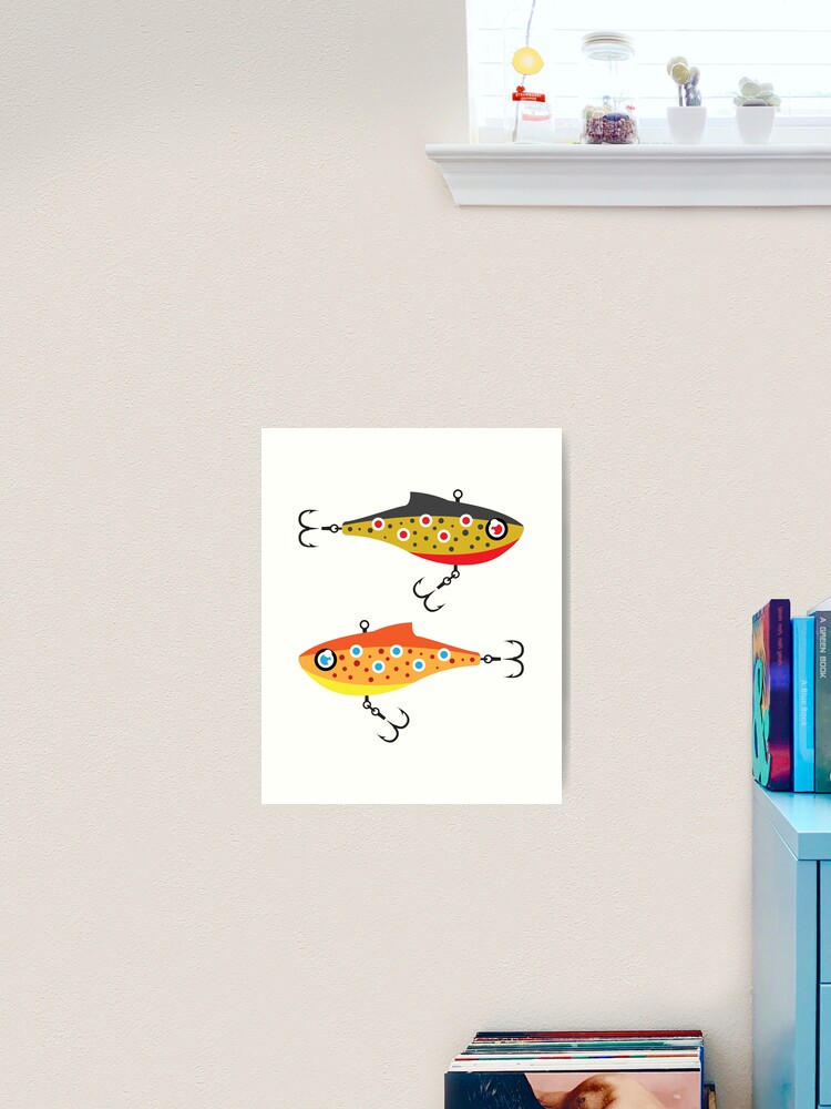 Red Flamed and White Popper Fishing Lure Art Print for Sale by