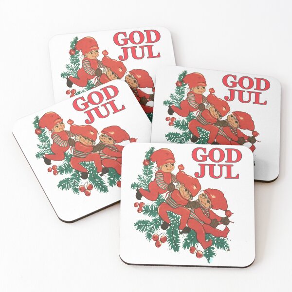 Artikelvorschau, Retro Vintager Gott Jul Tomte Nisse Gnomes skandinavisches Weihnachten entworfen und verkauft von funnytshirtemp.