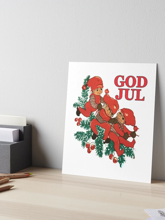 Sweden＊GOD JUL＊Christmas tapestry・* Vintage Scandinavian Christmas Tapestry: Hand-embroidered