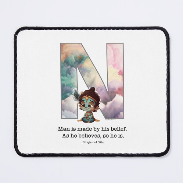 Item preview, Letter N Lord Shri Krishna Quote designed and sold by SattvaCentric.