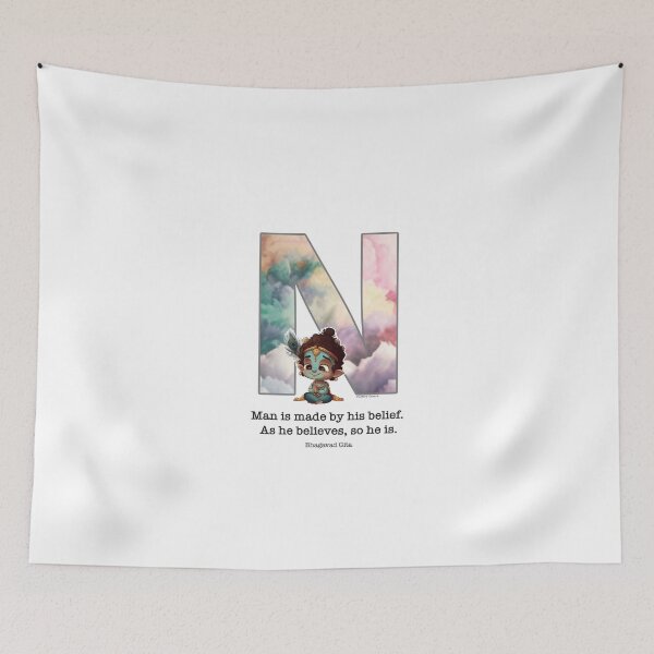 Item preview, Letter N Lord Shri Krishna Quote designed and sold by SattvaCentric.