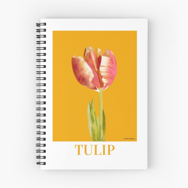 Item preview, TULIP Illustration with a pink white tulip on yellow designed and sold by Posteria.