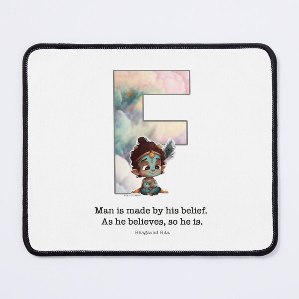 Item preview, Letter F Lord Shri Krishna Quote designed and sold by SattvaCentric.