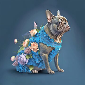 French Bulldog in Blue Dress" Sticker for Sale by candiscamera | Redbubble