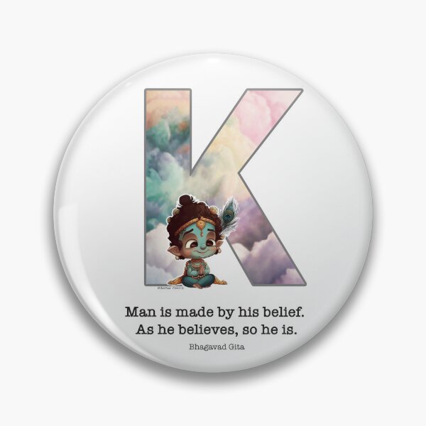 Item preview, Letter K Lord Shri Krishna Quote designed and sold by SattvaCentric.