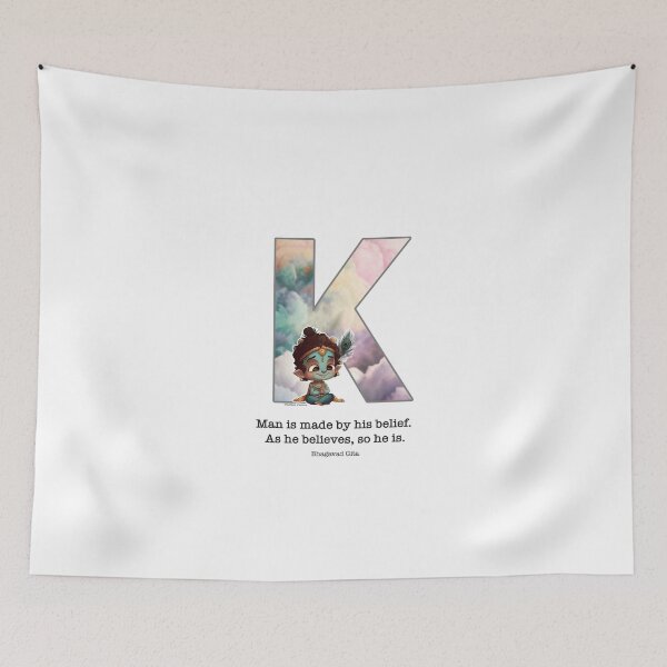 Item preview, Letter K Lord Shri Krishna Quote designed and sold by SattvaCentric.